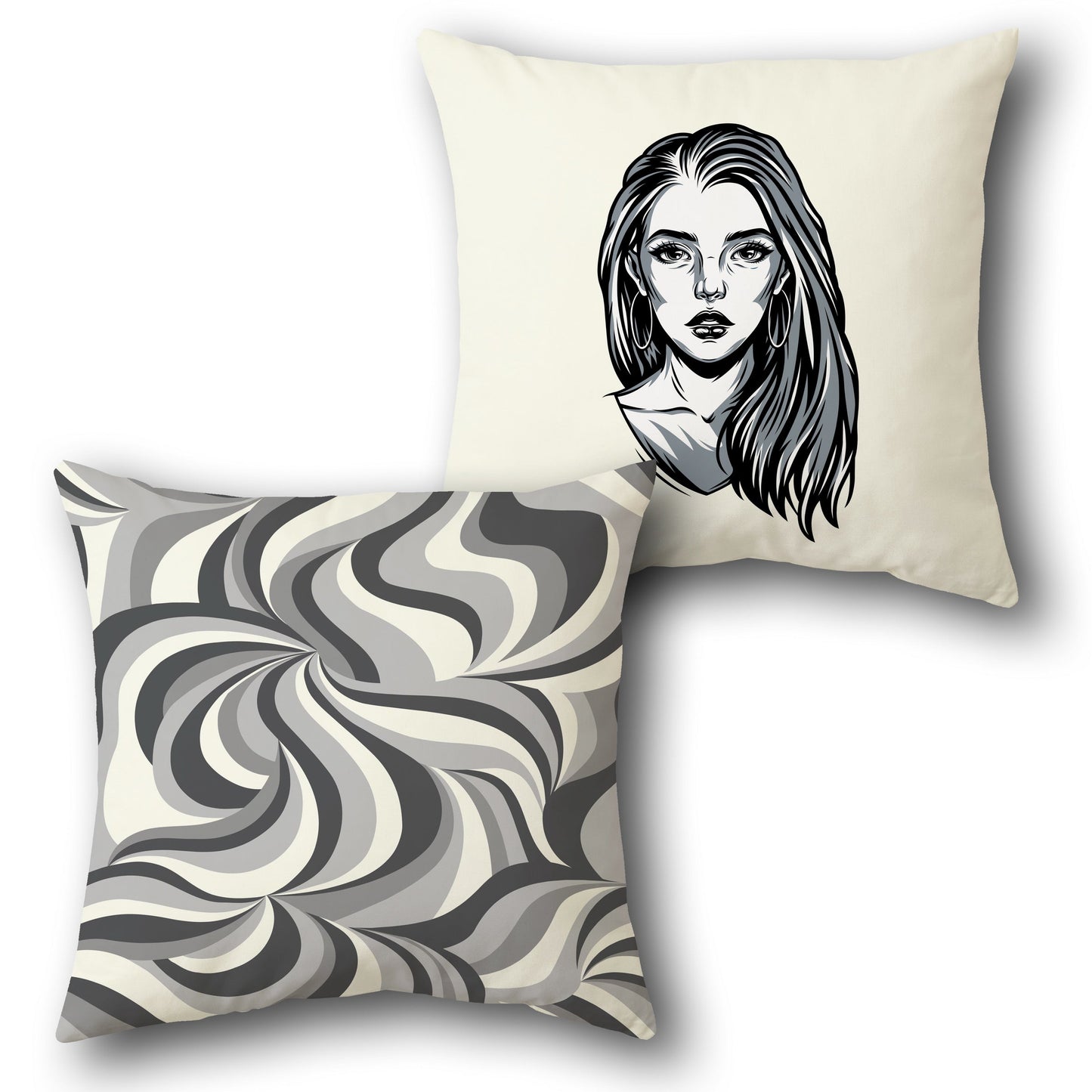 Monochrome Muse & Swirl Throw Pillow Set