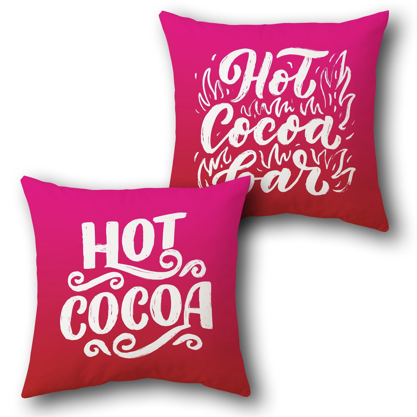 "Hot Cocoa Bar Decorative Pillow Set" in Pink and Red