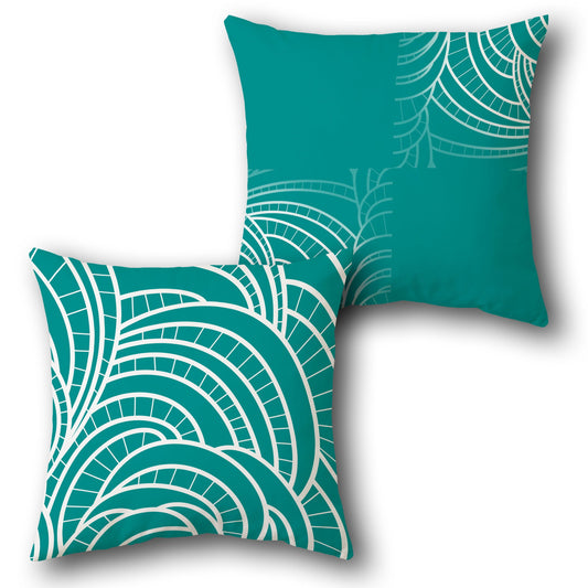 Modern Teal & White Abstract Pillow Set