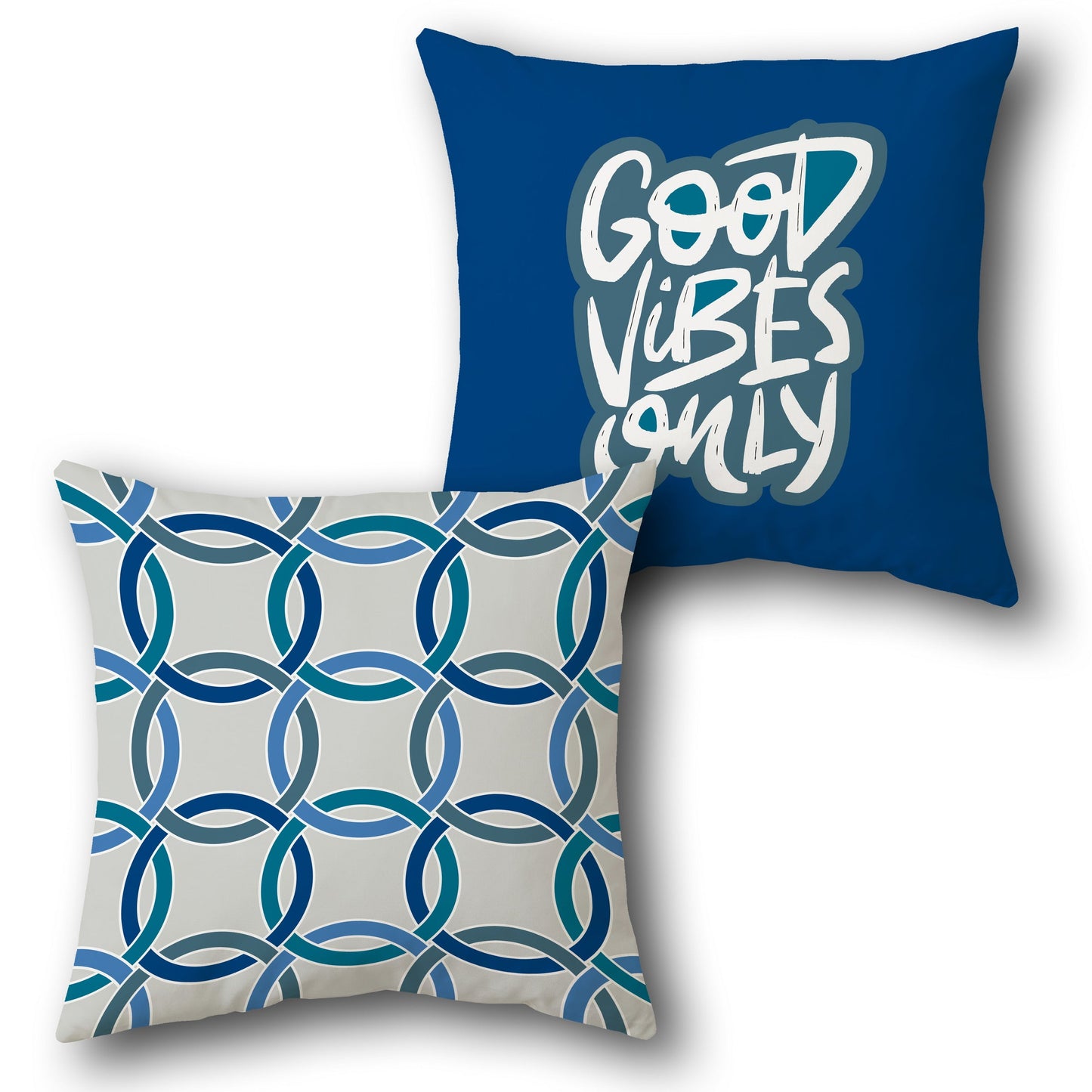 Good Vibes Only Printed Pillow Set – Modern Typography & Geometric Design