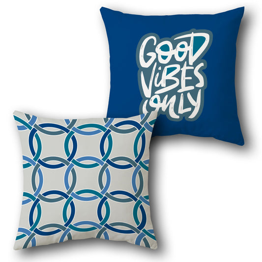 Good Vibes Only Printed Pillow Set – Modern Typography & Geometric Design