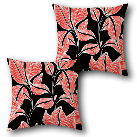 Floral Red & White Patterned Throw Pillow Set