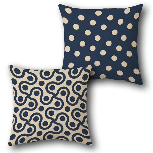 Navy Dot & Loop Pattern Throw Pillow Set