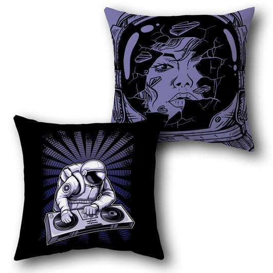 Astronaut DJ Pillow Set - Space Music Lover's Dream Cushion Duo