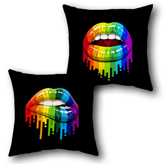 Rainbow Drip Lips Pillow Set – Pride Pop Art Vibe (Pack of 2)
