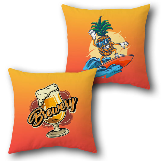Pineapple Brewery Throw Pillow Set - Orange & Yellow Gradient