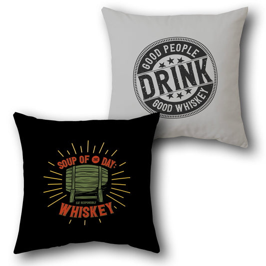 Whiskey Soup Throw Pillow Set - Black & Gray