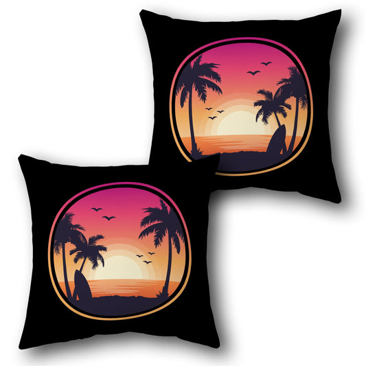 Tropical Sunset Beach Vibe Pillow  Set