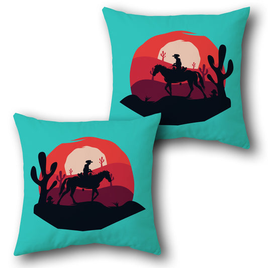 Western Desert Cowboy Pillow Set