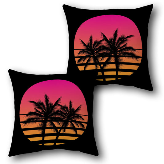 Tropical Sunset Palms Pillow Set