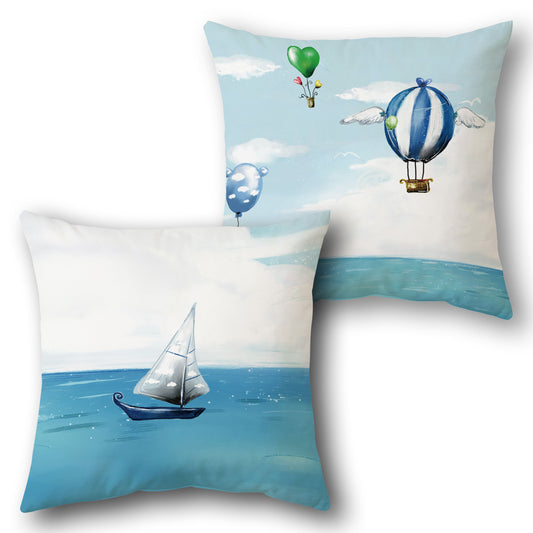 Sail and Sky Throw Pillow Set - Light Blue with Multicolor