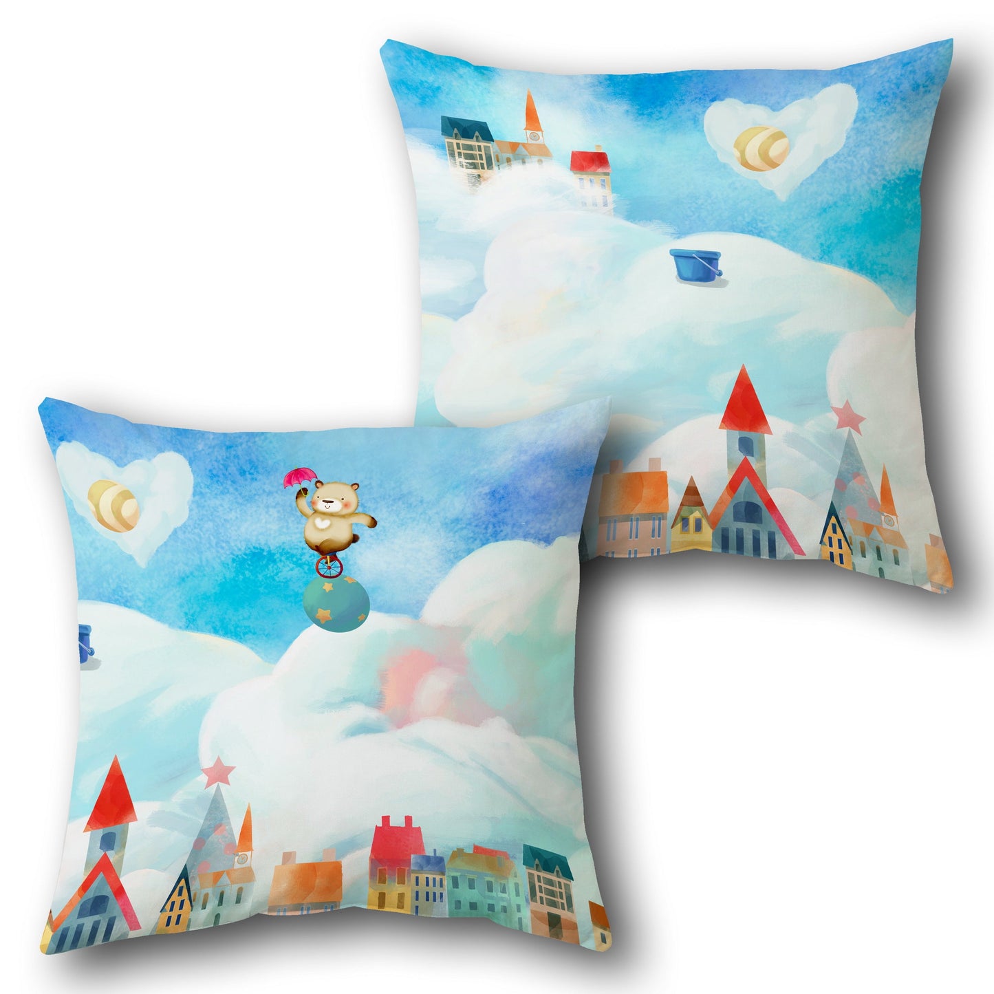 Retro Diner Throw Pillow Set - Red and Aqua with Black and White