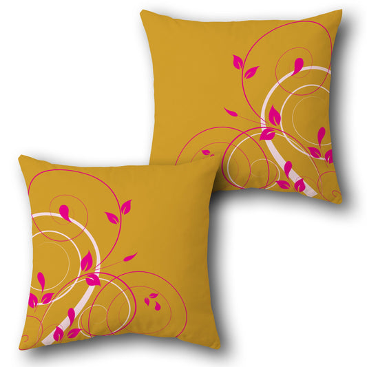 Vibrant Mustard Pink Swirl Pillow Set (Set of 2)